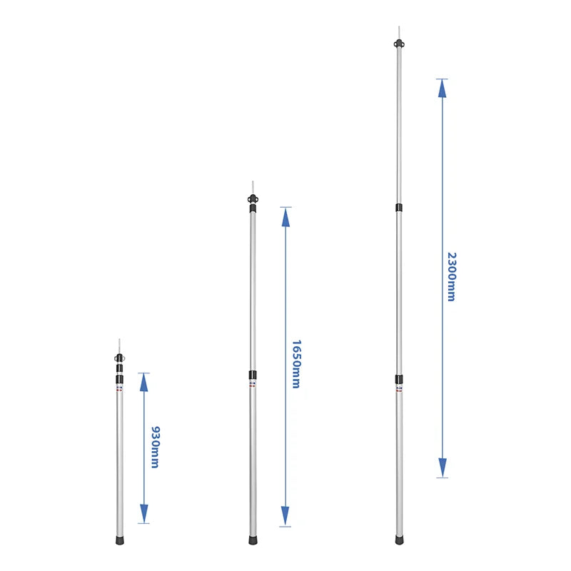 2 telescopic tent poles 93 - 230 cm