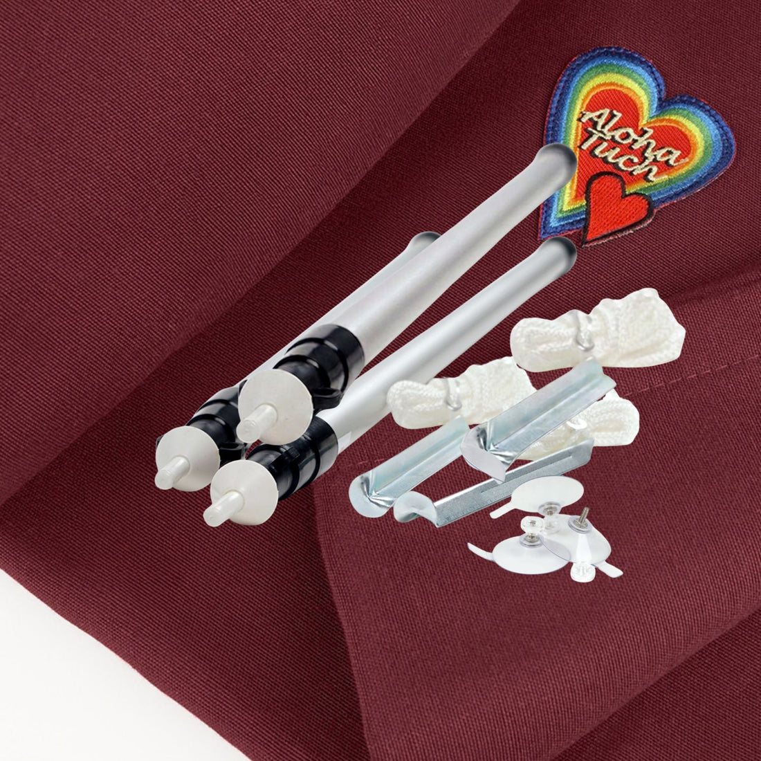 Set - Classic AlohaTuch®-Original 2.70 m wide, solid color, incl. 3 tent poles &amp; accessories