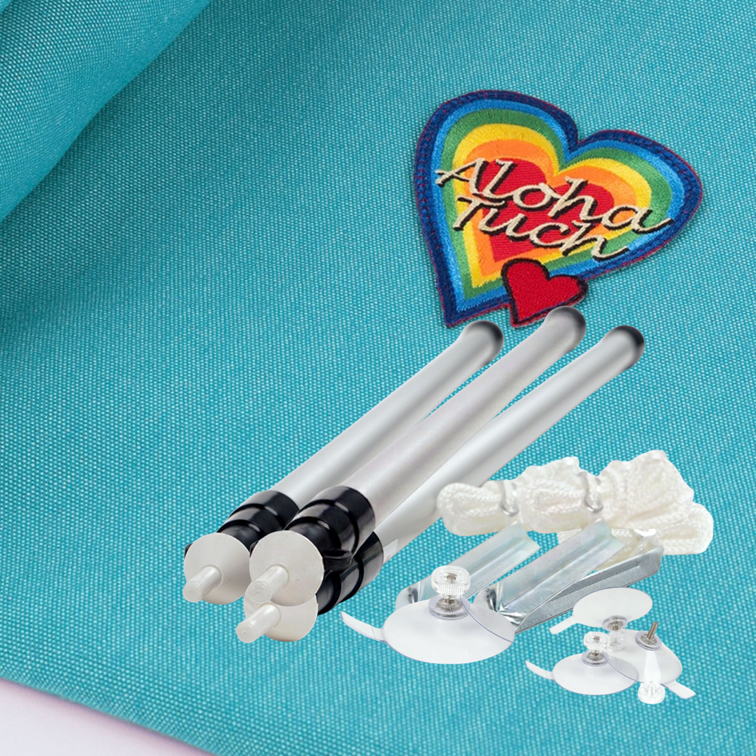 Set - AlohaTuch®-Original Platschi 3.10 m, water-repellent, incl. tent poles &amp; accessories
