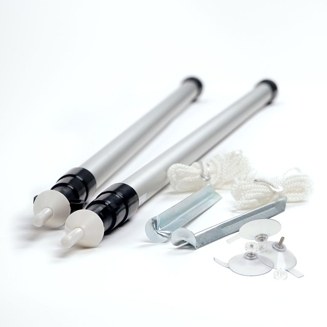 Set - 2 tent poles with accessories (2 pegs, 2 guy ropes, 3 suction cups)