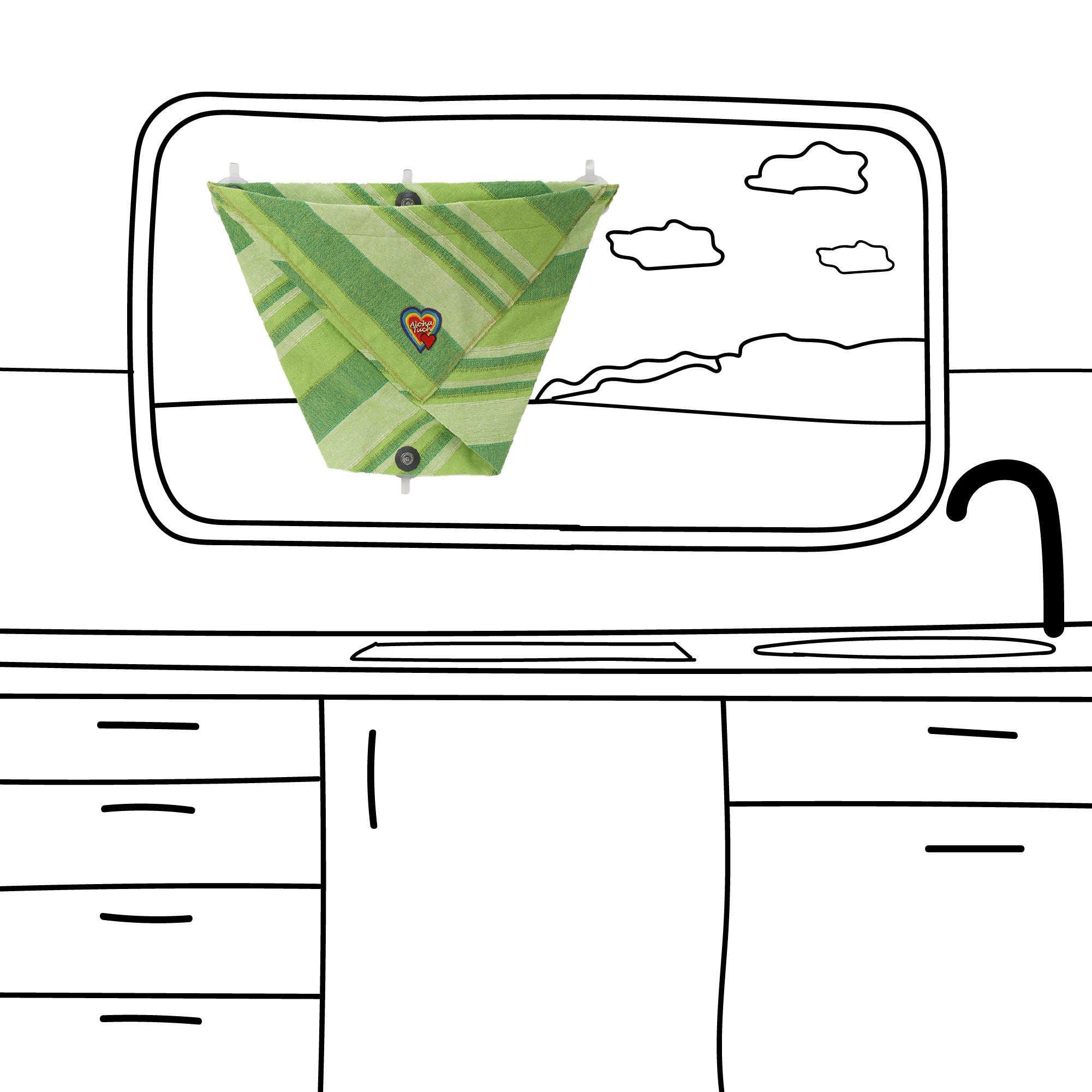 AlohaTuch®Tasche mit Saugnäpfen, für innen &amp; außen am Van